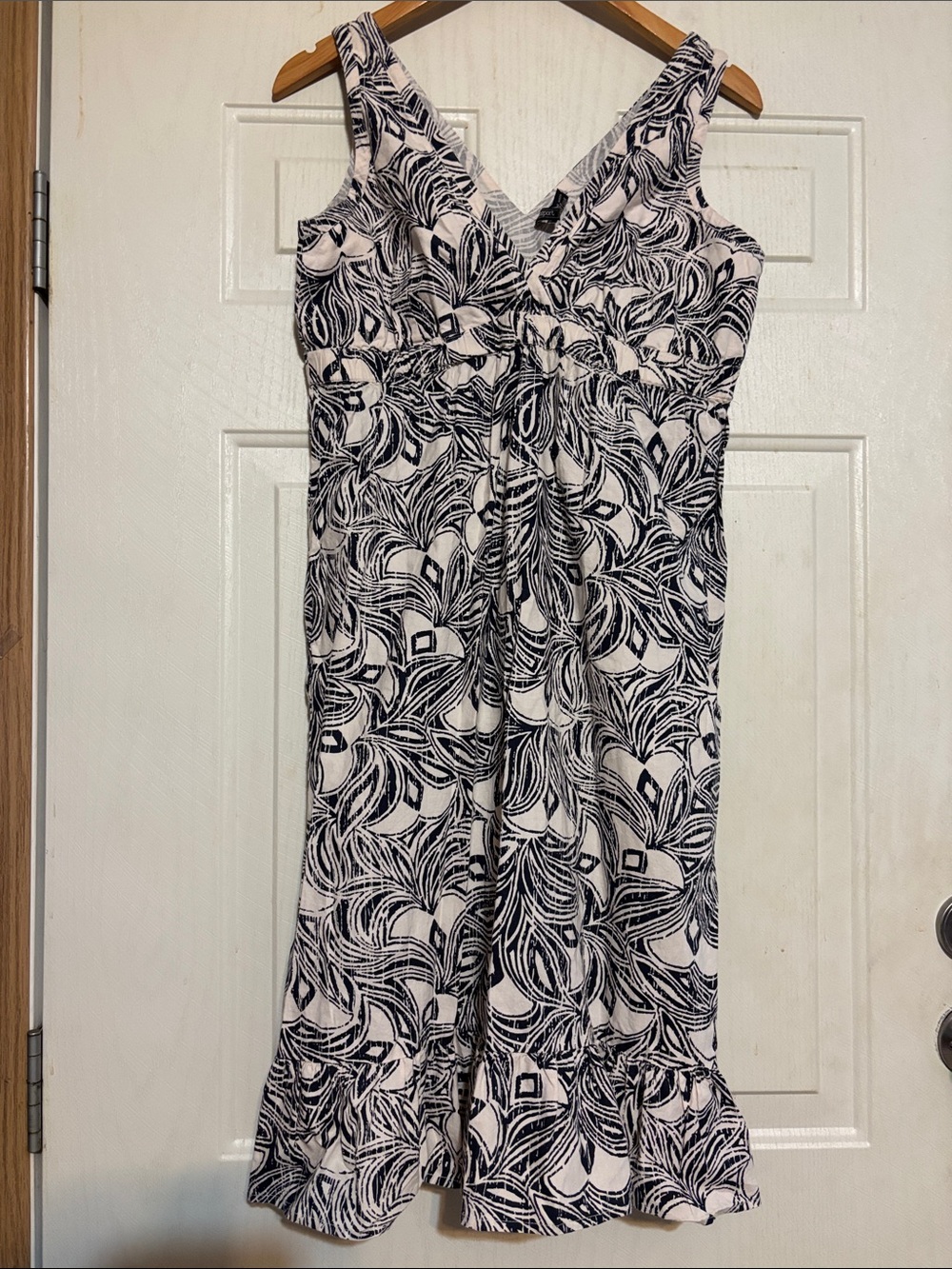 Passport Blue and White Printed V-Neck Maxi Dress